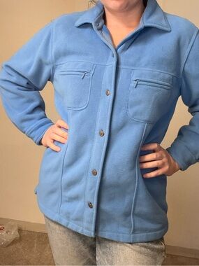 Lady Hathaway Classic Light Blue Fleece Jacket – Women's Cozy Button-Up